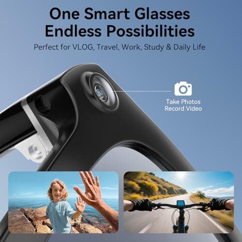 AI Smart Glasses with Camera, 1080P Video Recording Glasses, 8MP Camera Glasses, Real Time Translation, ChatGPT AI Voice Assistant, Open-Ear Audio,Sunglasses with Color-Changing Clear and Green Lenses - Thumbnail 2