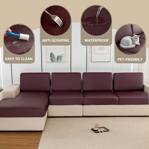 UWWGKK Waterproof Couch Covers, Couch Cover with Chaise for Sectional Sofa,L Shape Sofa - Thumbnail 3