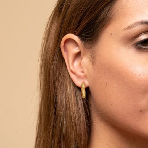 MIJENITI Small Gold Earrings for Women - Tiny Small Heart Stud Statement Earrings, Hypoallergenic Gold Statement Jewelry | Fashion Heart Jewelry - Thumbnail 3