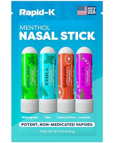 Nasal Sticks (4 Pack) – Nasal Inhaler Stick for Allergy Support, Sinus Relief, Focus Boost – Menthol Vapor Inhalers with Essential Oils (Mint, Lavender, Tropical, Wintermint) - Image 1