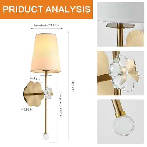 MHSNL Battery Operated Wall Sconces,Crystal Plum Blossom Decor Rechargeable Wall Lights Set of 2 with Detachable and Remote Cordless Wall Sconce Indoor for Bedroom Living Room Hallway Stairs Gold - Thumbnail 5