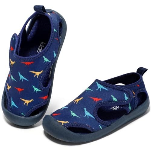 STQ KIDS Toddler Water Shoes Boys Aqua Socks Quick Dry Cute Outdoor Sports Shoes for Beach Swim Surf 12 US Little Kids Navy - Image 1