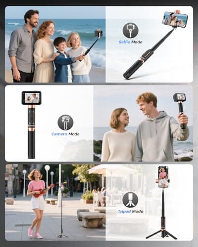 Kinwald Selfie Stick Tripod for iPhone & Android – Portable Phone Tripod Stand with Bluetooth Remote, One-Click Open, Compact & Lightweight for Vlogging, Travel & Everyday Use (Black) - Thumbnail 6