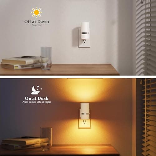 JandCase Night Lights Plug into Wall, Automatic Night Light with Dusk to Dawn, 2 Pack Amber 0-100LM Dimmable Plug in LED Nightlight for Bedroom, Hallway, Stairs - Thumbnail 3