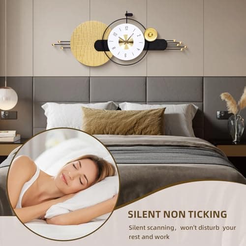 AXAORIRA 47x19 Inches Modern Large Wall Clock Battery Operated Silent, Non-Ticking Quartz Decorative Analog Clocks for Living Room, Bedroom, Hallway - Ideal Gift for Home Decor Lovers - Thumbnail 4