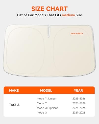 WOLFBOX Thickened Windshield Shade Tesla Model Y Model 3 56'L*37''W - Thumbnail 2