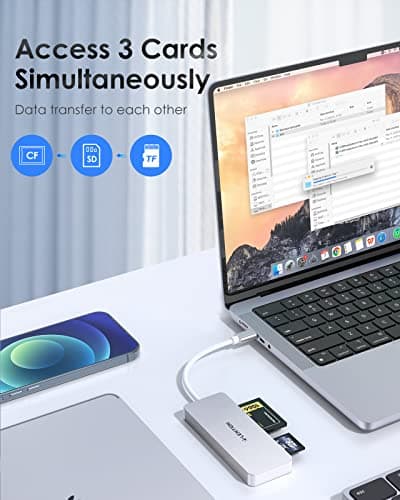 LENTION USB C to SD Card Reader for iPhone, Type C SD Card Reader, SD 3.0 Cards Adapter Compatible with iPhone 17/16/15 Pro Max, 2025-2016 MacBook Pro 13/15/16 Air, MacBook Neo Digital Camera Adapter - Thumbnail 3