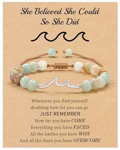 Inspirational Gifts for Women, Birthday Gifts for Women Wave Bracelet Jasper Beaded Inspirational Bracelets Cheer Up Gifts Spiritual Thoughtful Always Be Confident Birthday Gift Ideas Jewelry - Image 1