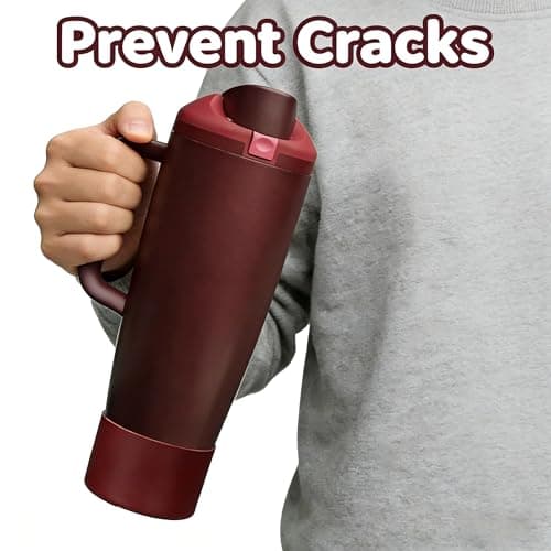 Spuhtiue 2PCS Protective Silicone Boots for Owala 30oz & 40oz FreeSip Sway Bottles (Black Cherry) - Thumbnail 4