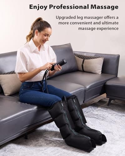 CINCOM Leg Massager for Circulation and Pain Relief, Air Compression Massager for Foot and Leg Helpful for Lymphedema Edema Restless and Relaxation Birthday Gift for Women Men - Thumbnail 3