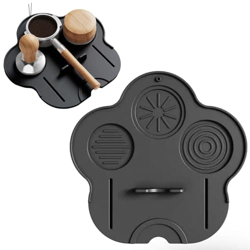 MGUOXA Coffee Bar Mat, Coffee Bar Accessories for Espresso Tamping Mat,Spring Counter Non-Slip Waterproof Barista Espresso Heat Resistant Tamp Station for counter (Black)