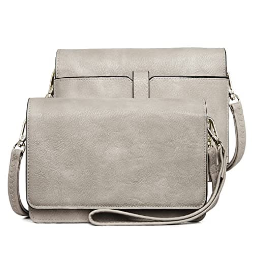 BROMEN Crossbody Bags for Women Small Size Cross Body Purse Wristlet Wallet with Multi Card Slots Adjustable Strap Two tone Rough Cloud Grey - Image 1