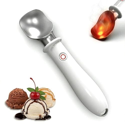GAGIO Electric Heated Ice Cream Scoop (Upgraded 2.2 oz), Self Warming Ice Cream Scooper for Rock Hard Desserts, Gelato & Sorbet, Battery Powered with Safe Switch, Premium Gift (White) - Image 1