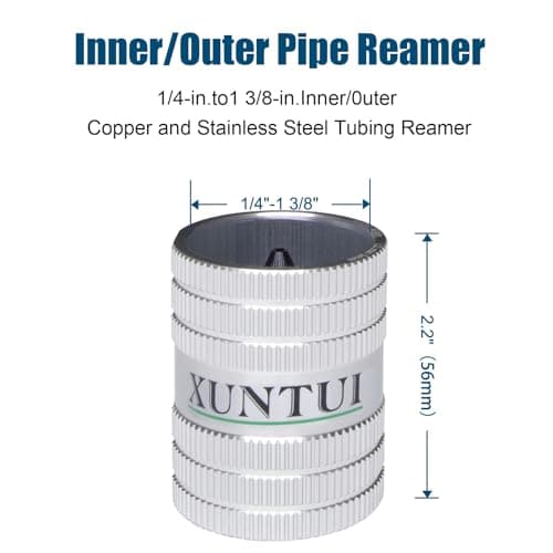 XUNTUI Professional Tubing Reamer, 1/4" to 1-3/8" Inner-Outer Pipe Reamer, 45 Heavy Duty 40Cr Alloy Steel Blades, Aluminum Body Deburring Tool for Stainless Steel, Copper, PVC - Thumbnail 2