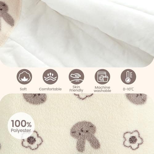 JiAmy Baby Snowsuit Newborn Animal Printed Outfits Infant Baby Fleece Detachable Hat Winter Clothes Jumpsuit Beige Rabbit 6-9 Months - Thumbnail 4