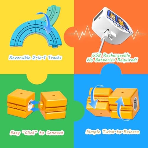 Electric Train Set for Kids, Cube Track with Motorized Engine, 3D Gravity-Defying STEM Toy for Kids Ages 3-8, Boys & Girls Building Gift (91 Pcs) - Thumbnail 4