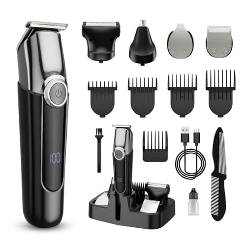 SilkGlow Beard Trimmer for Men, 5 in 1 Electric Razor for Men, Cordless Hair Clippers, Waterproof Grooming Kit for Shaving Face, Mustache, Body, Ear, Nose Hair Trimmer, Gift for Men, Black - Image 1