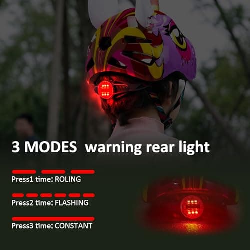 Unicorn Toddler and Kids Bike Helmet Adjustable and Multi-Sport for Child Boys and Girls.for Bicycle Skateboard Skating Scooter Helmet with Rear Light - Thumbnail 4