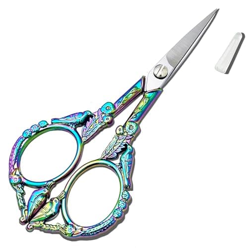 Sewing Embroidery Scissors for Quilting, Scrapbooking, Jewelry Making, Needlework - Small Craft Scissors for Crochet, Yarn, Cross Stich, Fabric, Paper, Ribbon Cutting, Thread Snips, 4.6 inch (Rainbow) - Image 1