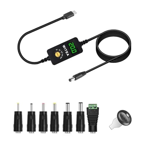 WITEA Universal USB-C to DC PD Trigger Cable with LED Voltage Display | 5V/9V/12V/15V/20V Adjustable Power Adapter | Compatible with Laptops, Routers, Monitors, LED Strips, Fans & More - Image 1