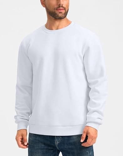 G Gradual Sherpa Lined Sweatshirts for Men Fleece Crewneck Sweatshirt Pullover Warm Shirts for Winter, White, 3X-Large - Thumbnail 2