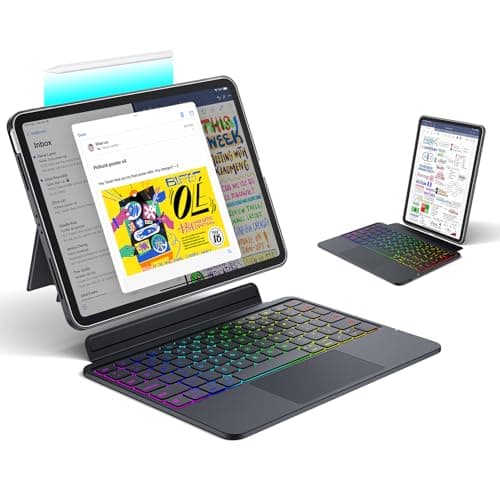 Keyboard Case for iPad Air 11 Inch( M3/M2),Air 5th/4th,Pro 11" 4/3/2/1th, Ultra-Light Magnetic Detachable Keyboard with Touchpad,Wireless Backlit Keyboard Kickstand Cover,Writing/Viewing Modes,Black - Image 1