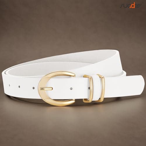SUOSDEY Women Leather Belts for Jeans Pants Dresses Skinny Leather Belts with Gold Buckle - Thumbnail 5