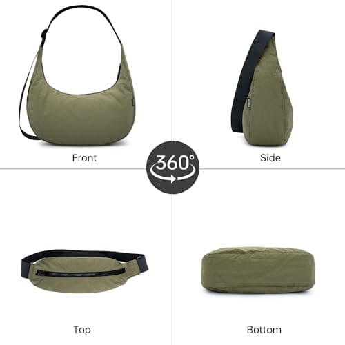 GEMIU Medium Crossbody Crescent Bag for Women Nylon Crossbody Hobo Bag with Adjustable Strap Army Green - Thumbnail 6