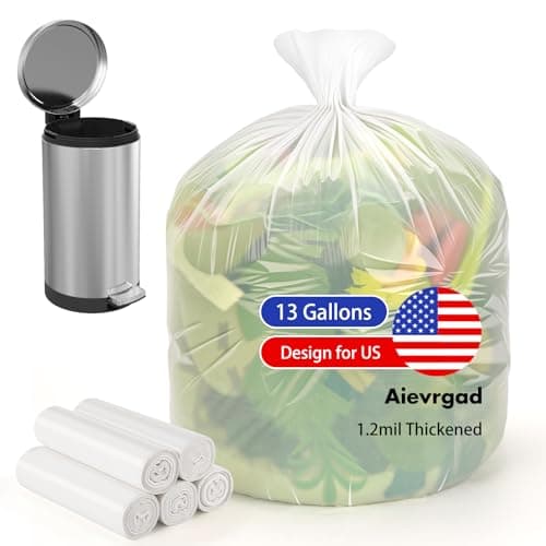 Trash bags 13 Gallon Biodegradable: Aievrgad Garbage bags for tall kitchen trash can liner, 50 count,Unscented, Heavy Duty, Thickened 1.26 Mil, for food/kitchen waste or Graden,white 50L - Image 1