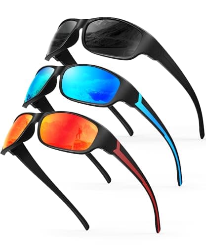 QALLY Sunglasses Men Polarized Mens Sunglasses, Wrap Around Sports Sun Glasses for Cycling Running with UV400 Protection - Image 1