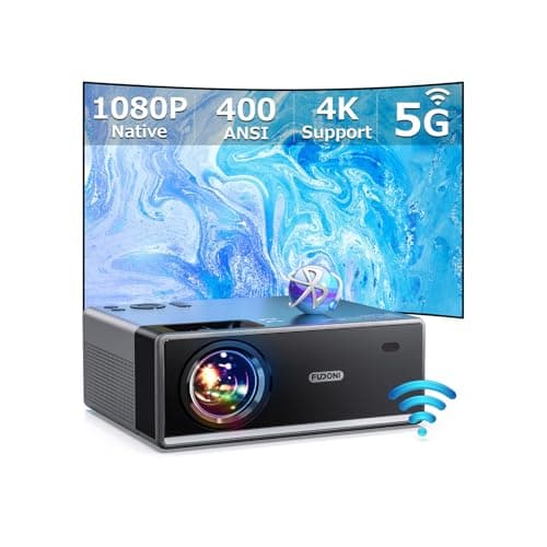【400ANSI High Brightness】Projector with 5G WiFi and Bluetooth, Upgrade Outdoor Movie Projector 4K Supported, Max 300" Zoom, Home Theater Projector Compatible w/HDMI/USB/Phone/Laptop/TV Stick