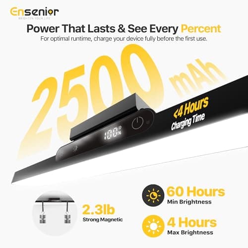 Under Cabinet Lights Wireless, Remote Control Rechargeable Light Bar with Timer, Magnetic LED Battery Operated Lights with Digital Display, Dimmable Touch Stick on Lights for Kitchen, Mirror 2500mAh - Thumbnail 2