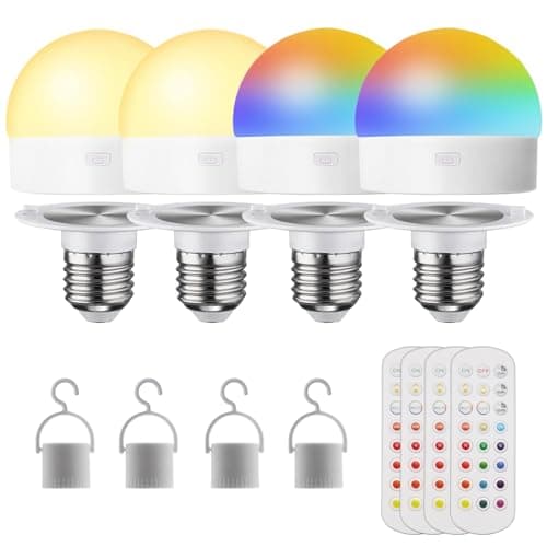 HISTAR Rechargeable Light Bulbs with Remote, E26 Battery Operated Light Bulb for Non-Hardwired Fixture, 3-Color Temperature, RGB, Timer, 4Pack - Image 1