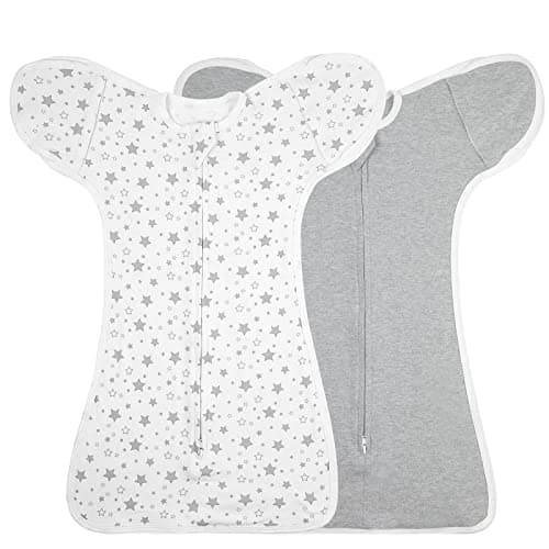 JULYFIRE 2 Pack Transition Swaddle with 2 Way Zipper, 2 in 1 Arms in/Out Transitional Arms Up Swaddle, 100% Cotton Newborn Swaddles Zipper Swaddles Baby Swaddling Sack Sleep Sack 3-6 Months - Image 1