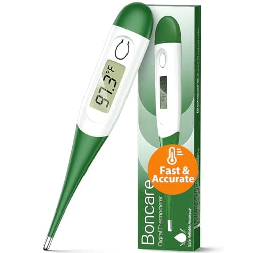 Boncare 10 Seconds Oral Thermometer for Adults and Kids - Accurate & Safe Rectal Thermometer for Baby with Fever Alarm, Digital Thermometer (Dark Green) - Image 1