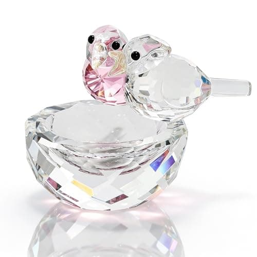 MysticGlitz Crystal Bird Figurine with Trinket Dish, Premium K9 Faceted Glass Love Birds Statue for Home Decor, Romantic Anniversary Birthday Wedding Gifts for Women, Mom, Wife, Small Jewelry Tray - Image 1