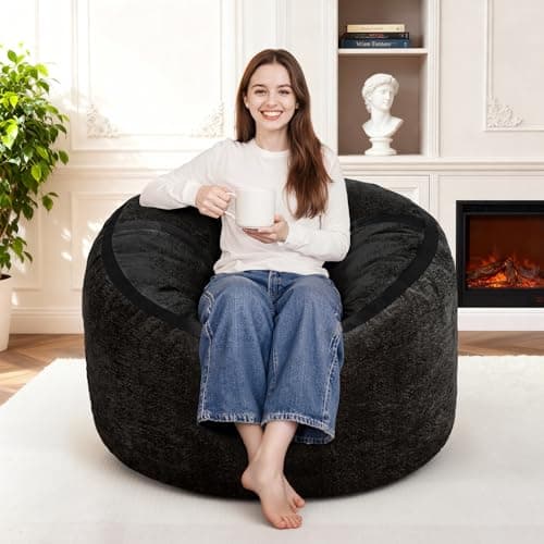 Homguava 3FT Bean Bag Chair Giant Bean Bag Chairs for Adults with Memory Foam Filled,Beanbag Chair with Soft Faux Fur Cover,Comfy Bean Bag Sofa Lounger for Living Room,Game Room,Bedroom - Image 1