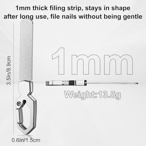 Keychain Metal Nail File for Natural Nails, Stainless Steel Fingernail & Toenail Shaping Tool for Men & Women, Keychain Design Durable & Portable for Home & Travel (Silver) - Thumbnail 3