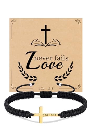 Sistble Easter Basket Stuffers, Easter Gifts for Women Teens Christian Gifts for Women Braided Cross Bracelet Confirmation Catholic Jesus Religious Gifts Handmade Jewelry - Image 1