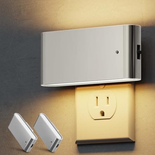 L LOHAS LED Night Light, 2 Pack Dimmable Modern LED Night Lights Plug into Wall,Dusk to Dawn Sensor Night Lights for Kid, 0-100LM 3000K Soft White Nightlight for Hallway Bedroom Stairway(Silver) - Image 1