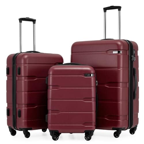 Coolife Luggage Set 3 Piece Hardside PC+ABS Suitcase with TSA Lock, Expandable Large Checked Luggage, Lightweight Rolling Carry On with Spinner Wheels(20/24/28 Inch, Radiant Pink) - Image 1