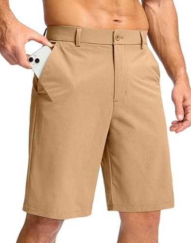 Soothfeel Men's Casual Shorts 7"/ 9" /11" Golf Shorts for Men Flat Front Dress Work Shorts Lightweight with 3 Pockets Dark_Khaki L11.W38 - Image 1