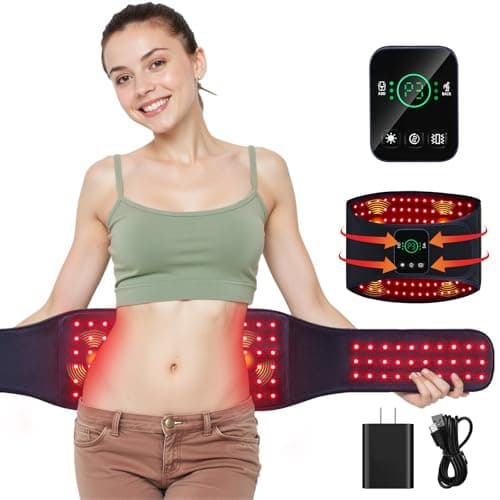 Red Light Therapy Belt for Back & Abdomen, 5000mAh Cordless Infrared Waist Wrap with Pulse/3-Mode Vibration Massage – Pain Relief, Muscle Relaxation & Circulation Boost, Ideal Gift for Mom & Dad - Image 1