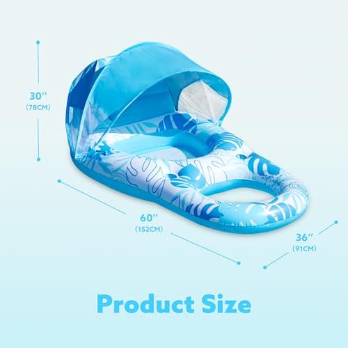 SLOOSH Inflatable Pool Floats Lounger with Canopy for Adult - Pool Lounge Float with Cup Holder & Backrest, Footrest for Pool Party, Swimming, Lake, Beach, Travel - Thumbnail 6