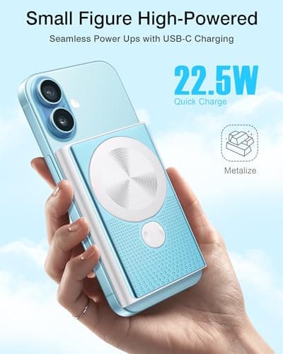 Kesguar Magnetic Portable Charger, 10000mAh 22.5W PD Super Fast Charging Wireless Power Bank. Ultra-Strong Magnet, USB C in&Out Battery Pack for Magsafe, iPhone 17/16/15/13/12 Pro Series, Blue - Thumbnail 2