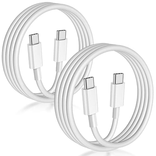 USB C to USB C Cable (6FT, 2Pack),Type-C 60W Woven Fast Charging Cord Long for iPhone 17/16/15 Pro Max Samsung S25 S24 S23 Note 20 MacBook iPad Air，White - Image 1