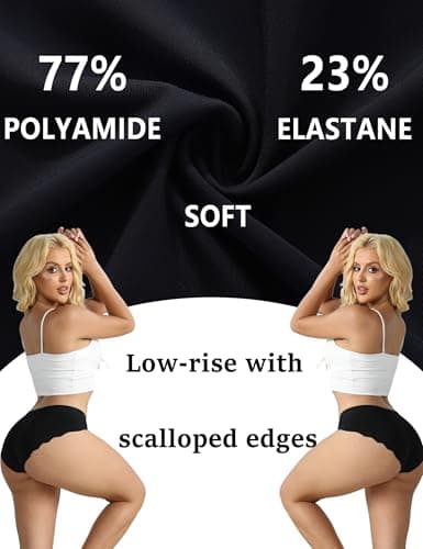 MCOWOD Women's Seamless Underwear No Show Bikini Panties Low Rise Hipster Wave Edge Sexy Multicolor Size L 5 Pack - Thumbnail 4