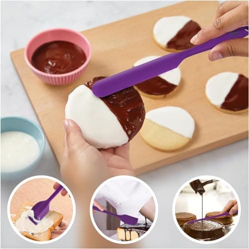 HFLYJPYW Spatulas Set of 6, Food Grade Silicone Spatulas Rubber Heat Resistant, Stainless Steel Core, Kitchen Utensils Nonstick for for Cooking, Baking and Mixing(purple) - Thumbnail 4