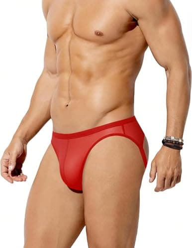 Avidlove Jock Straps for Men Sexy Thong Underwear Mesh Male Lingerie Breathable Athletic Supporter Red X-Large - Image 1