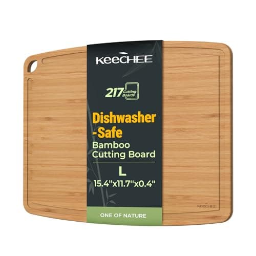 Keechee Dishwasher Safe Bamboo Cutting Boards 15.4x11.7in Heat-Resistant Chopping & Charcuterie Board with Juice Groove, Durable Lightweight Kitchen Essentials for Meat, Vegetables, Easy Clean - Image 1
